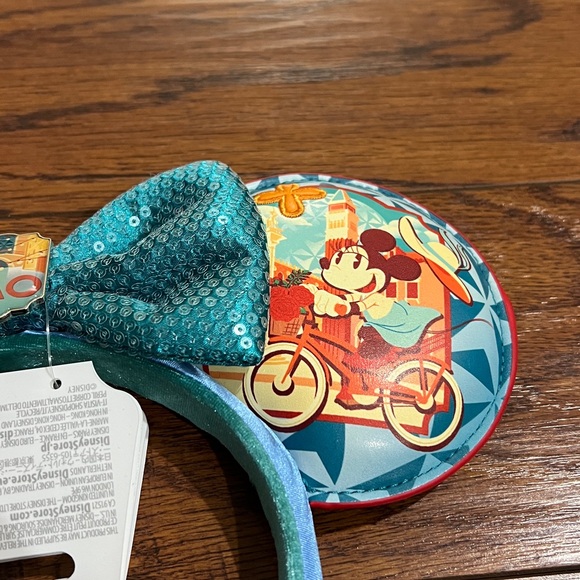 Disney Epcot Italy Blue Sequin Bow Mouse Ears Headband - Picture 3 of 4